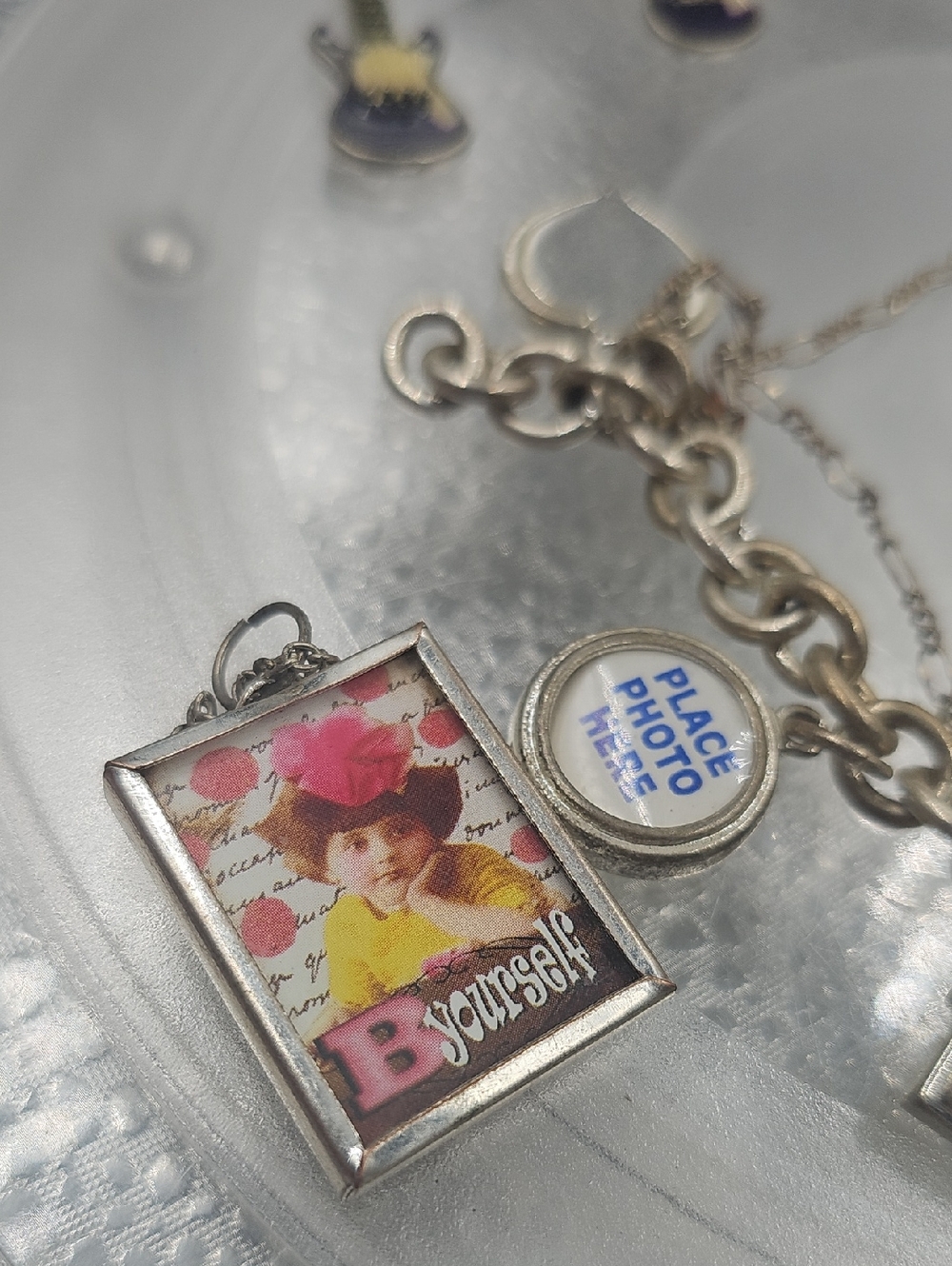 Purple Guitar Earrings Photo Charm bracelet & Cresent Moon Necklace - Picture 3 of 3